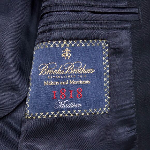 Brooks Brothers 1818 Madison Saxxon Navy Blue 100% Wool Blazer Made in USA 41R - Picture 9 of 12